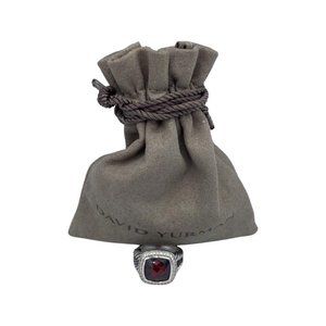 David Yurman Sterling Silver Albion Ring 11mm with Garnet and Diamonds 6